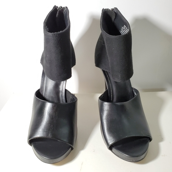 Apt.9 Women's Black Peep Toe Ankle Strap Shoes Sz 6.5 Sexy Night Out Whimsigoth - Picture 3 of 10